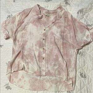 Stylish Pink Tie-Dye Button-Down Shirt